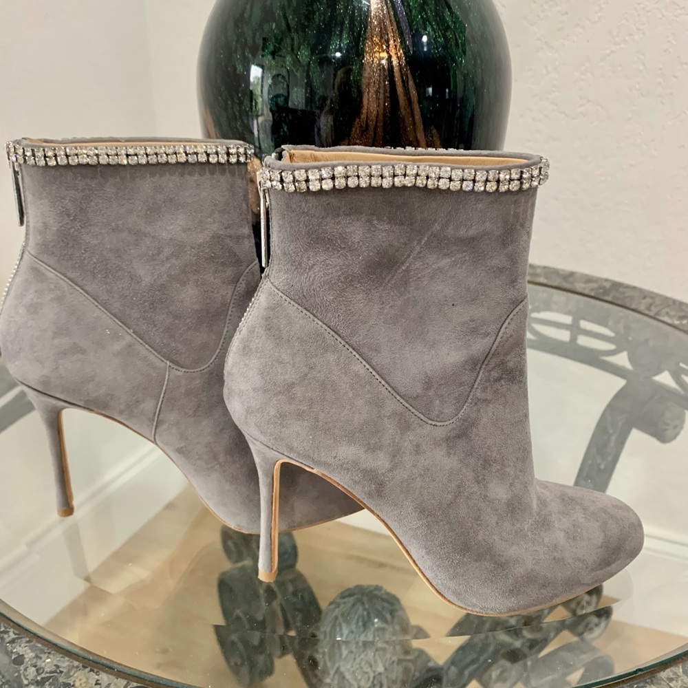 Badgley Mischka Jewel Trimmed Ankle Boots